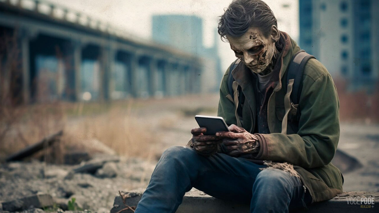 como ter foco - Jovem Zumbi Olhando para o celular